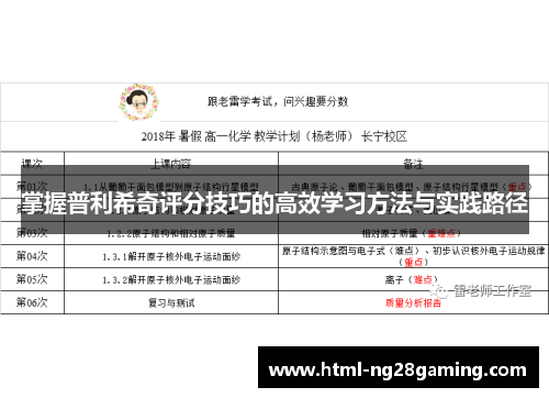 掌握普利希奇评分技巧的高效学习方法与实践路径 掌握普利希奇评分技巧的高效学习方法与实践路径