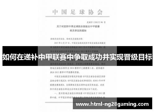 如何在递补中甲联赛中争取成功并实现晋级目标